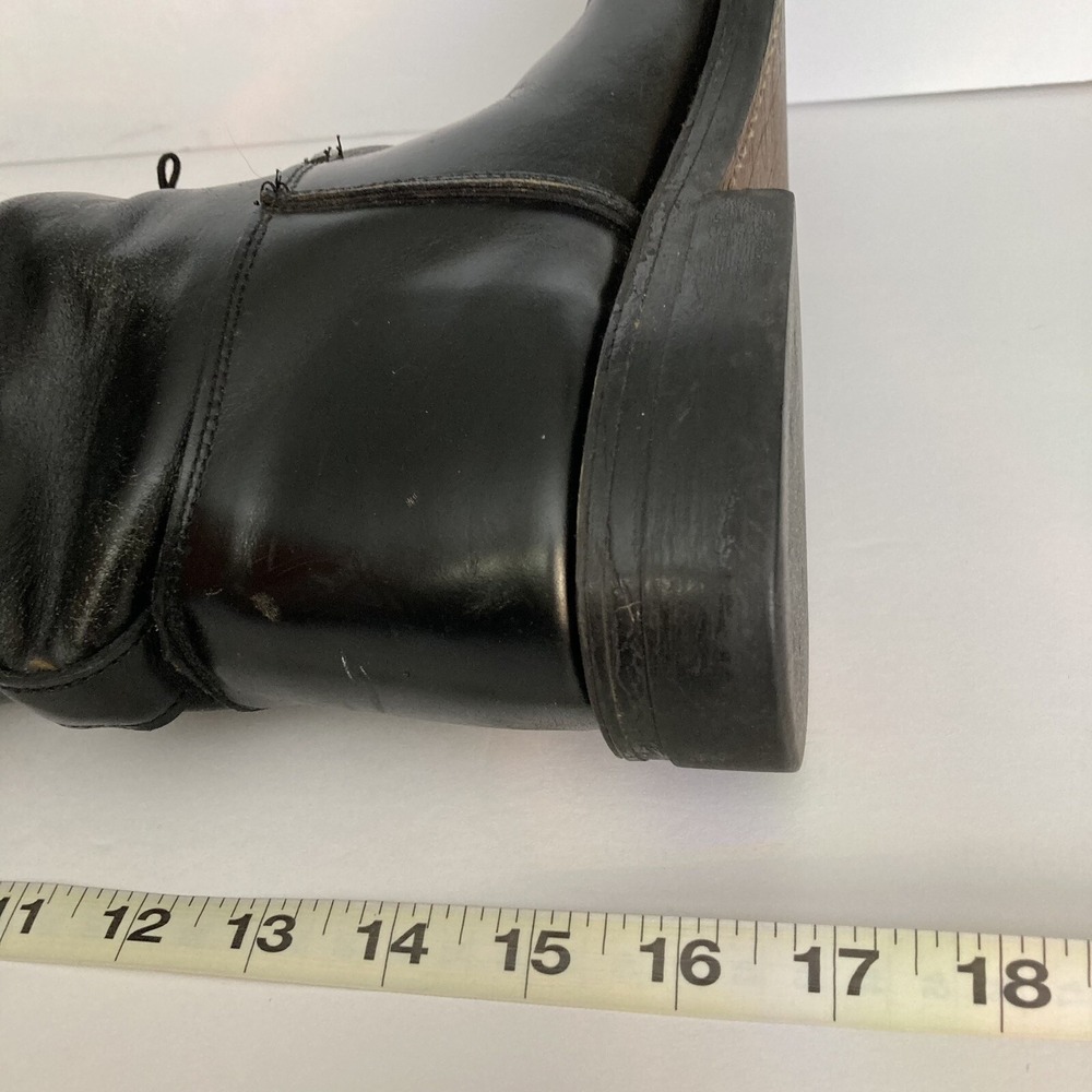 Vtg Service Riding Apparel Black Leather Boots 9.5 E Wide Yonkers NY Made in USA - Picture 14 of 16